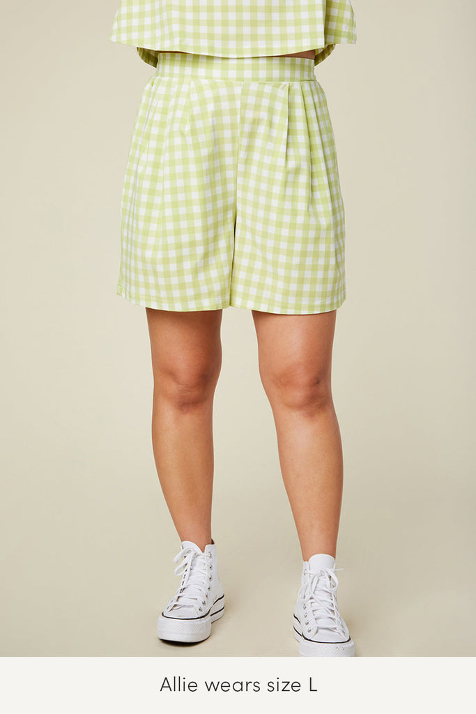 large summer bermuda shorts in green and white