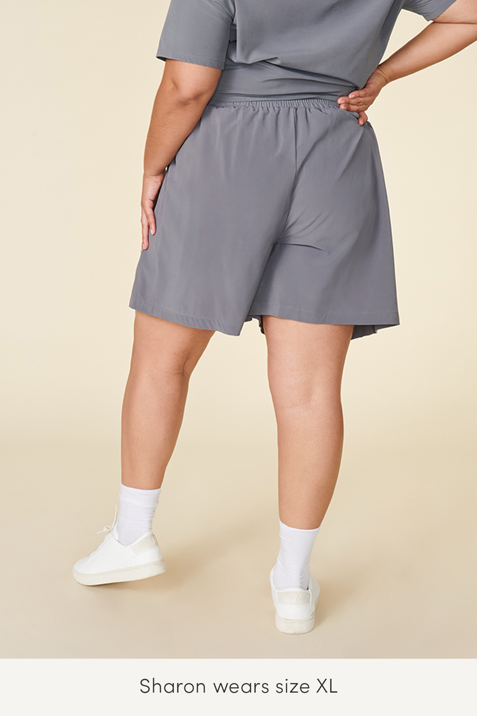 xl travel shorts for women in grey color sustainably made