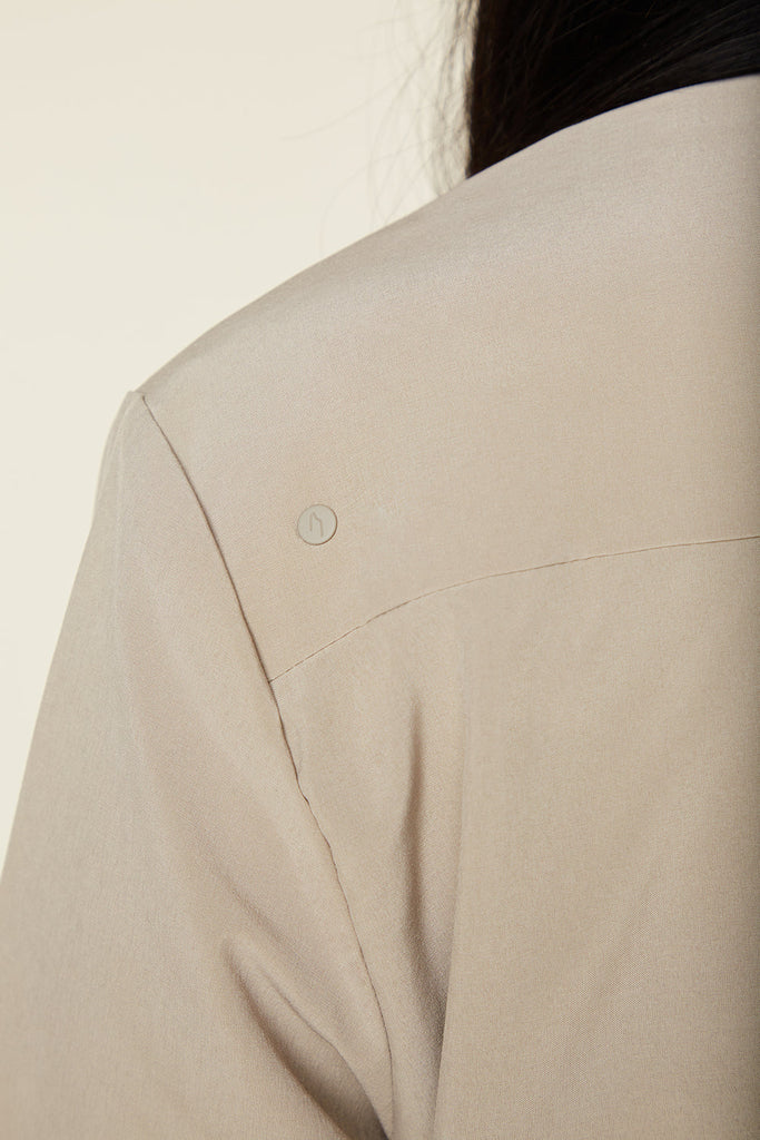 detail of the button up crop from wayre