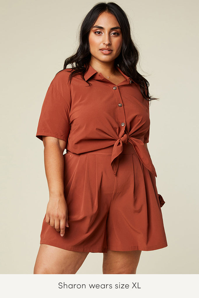 xl rust color button down top for travel