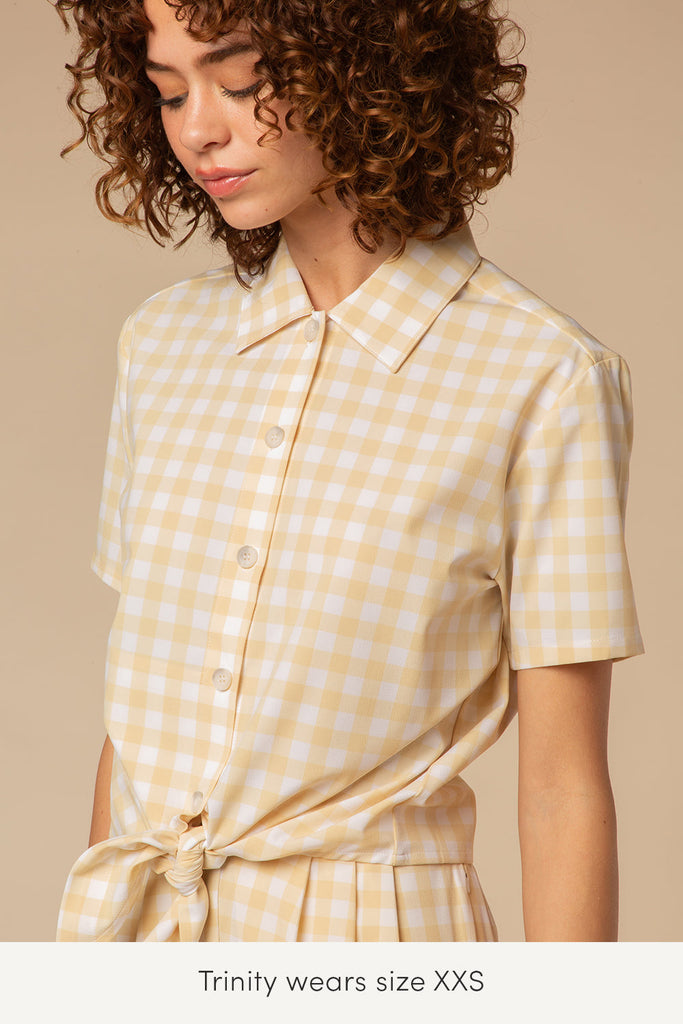 xxs button up crop perfect for summer travel