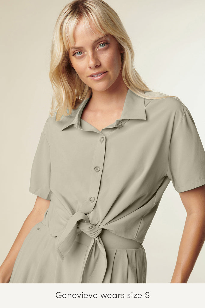 small top for travel in sage color