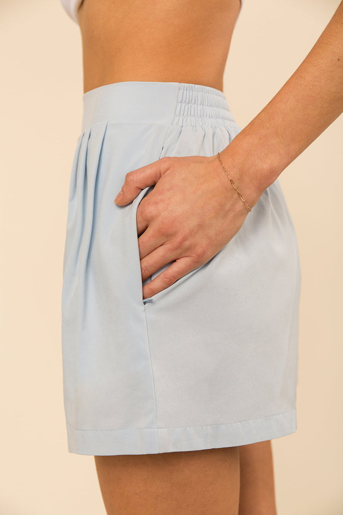 travel flowy shorts in light blue color