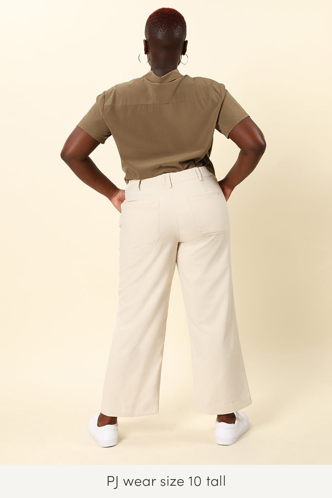 Travel pants in light beige color, size 10