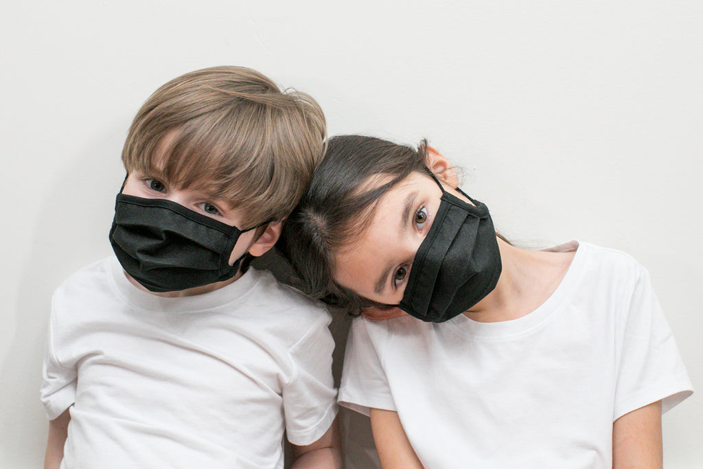 kids wearing black face masks from wayre
