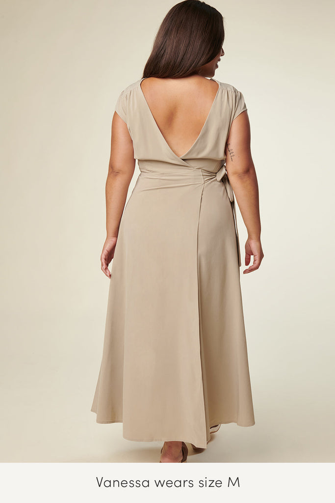 medium wrap dress for women in aluminum color
