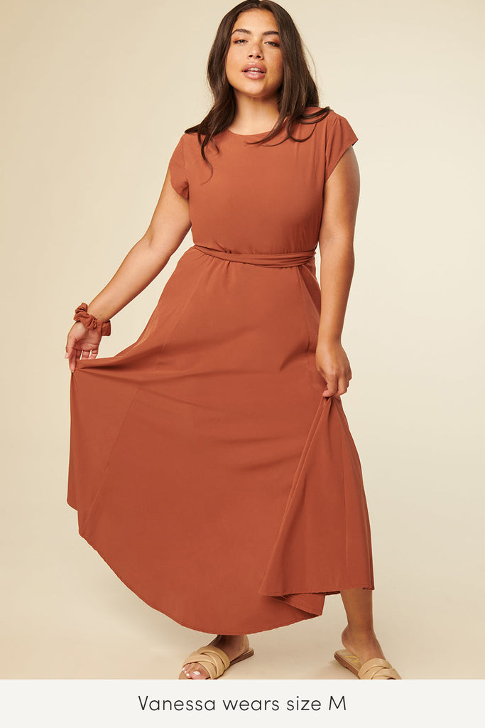 medium size wrap dress in clay sustainably made