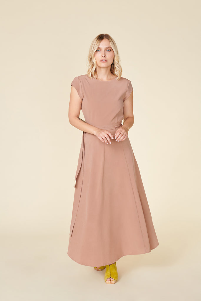 beautiful rose water travel maxi dress with pockets