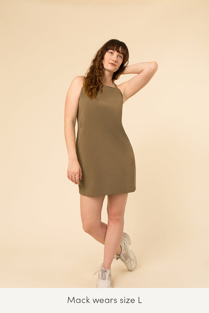 large travel summer dress in fern green color from wayre