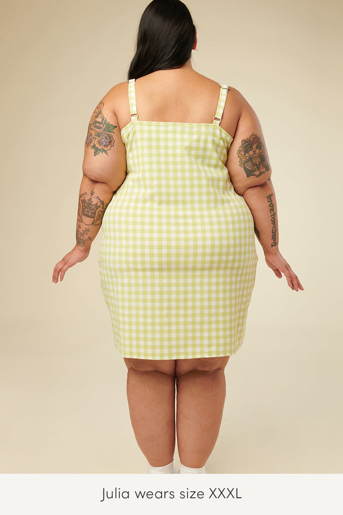 xxxl plus size travel summer dress with pockets in green plaid