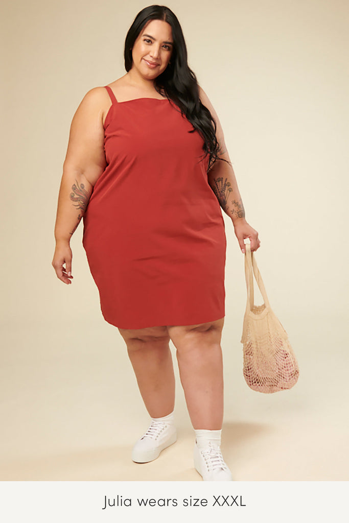 plus size travel summer dress in red merlot color