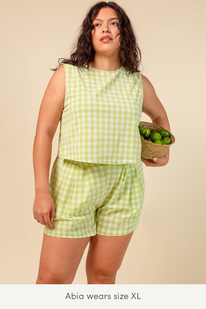 xl travel summer set in green lime plaid