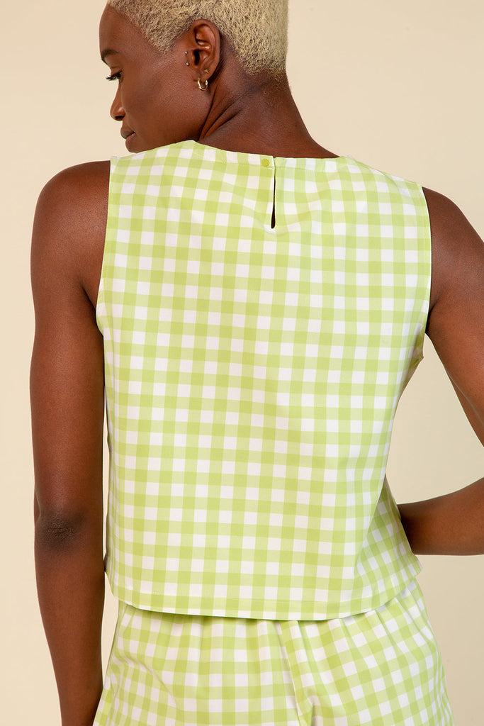 snap tank for travel in green lime plaid